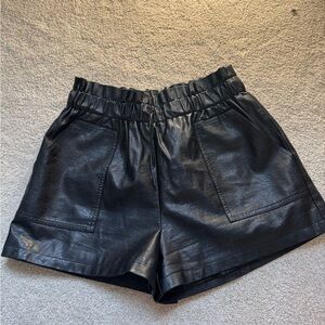 Chic Black High Waist Leather Shorts